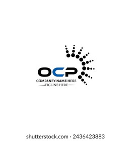 OCP logo. O C P design. White OCP letter. OCP, O C P letter logo design. Initial letter OCP linked circle uppercase monogram logo.