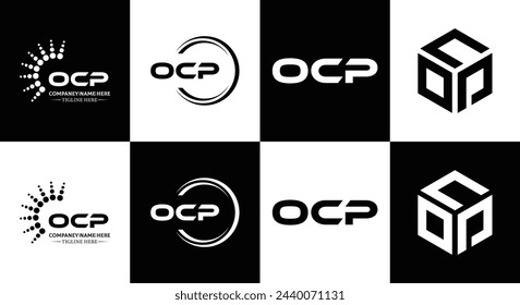 OCP logo. O C P design. White OCP letter. OCP, O C P letter logo design. Initial letter OCP linked circle uppercase monogram logo.