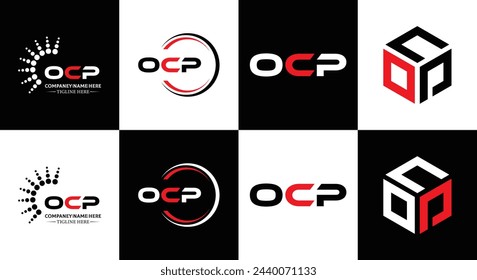 OCP logo. O C P design. White OCP letter. OCP, O C P letter logo design. Initial letter OCP linked circle uppercase monogram logo.