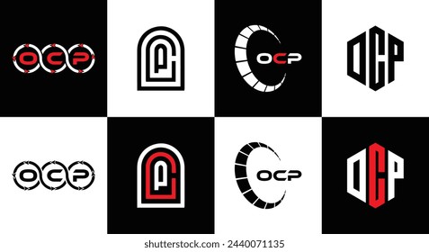 OCP logo. O C P design. White OCP letter. OCP, O C P letter logo design. Initial letter OCP linked circle uppercase monogram logo.