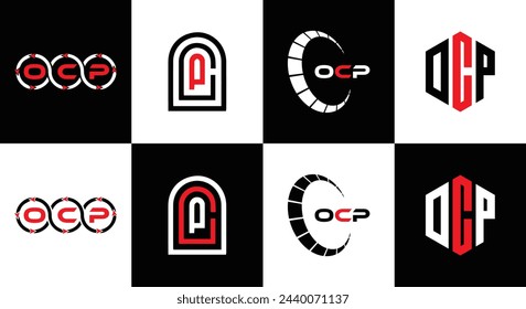 OCP logo. O C P design. White OCP letter. OCP, O C P letter logo design. Initial letter OCP linked circle uppercase monogram logo.