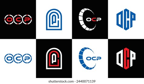 OCP logo. O C P design. White OCP letter. OCP, O C P letter logo design. Initial letter OCP linked circle uppercase monogram logo.