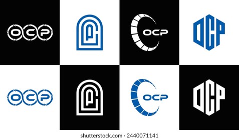 OCP logo. O C P design. White OCP letter. OCP, O C P letter logo design. Initial letter OCP linked circle uppercase monogram logo.