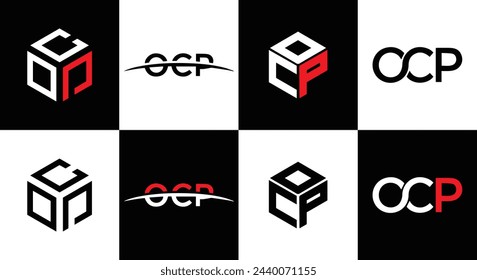 OCP logo. O C P design. White OCP letter. OCP, O C P letter logo design. Initial letter OCP linked circle uppercase monogram logo.