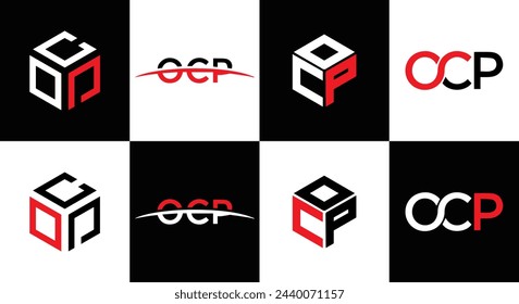 OCP logo. O C P design. White OCP letter. OCP, O C P letter logo design. Initial letter OCP linked circle uppercase monogram logo.