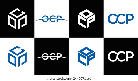 OCP logo. O C P design. White OCP letter. OCP, O C P letter logo design. Initial letter OCP linked circle uppercase monogram logo.