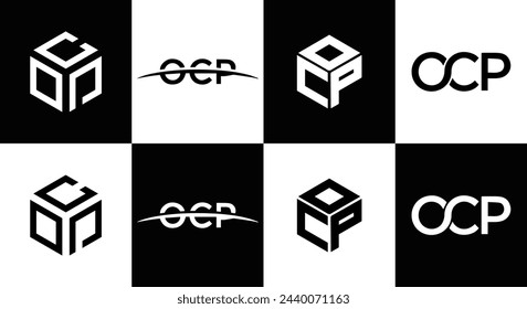 OCP logo. O C P design. White OCP letter. OCP, O C P letter logo design. Initial letter OCP linked circle uppercase monogram logo.