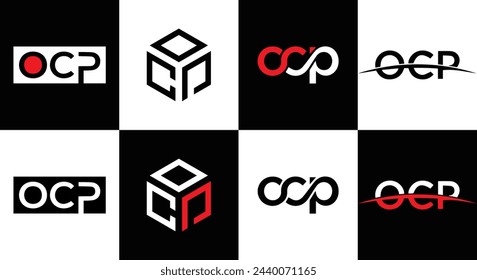 OCP logo. O C P design. White OCP letter. OCP, O C P letter logo design. Initial letter OCP linked circle uppercase monogram logo.