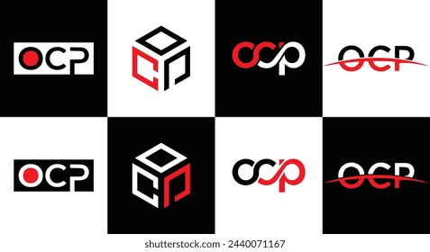 OCP logo. O C P design. White OCP letter. OCP, O C P letter logo design. Initial letter OCP linked circle uppercase monogram logo.