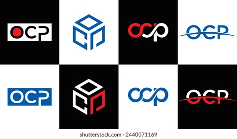 OCP logo. O C P design. White OCP letter. OCP, O C P letter logo design. Initial letter OCP linked circle uppercase monogram logo.