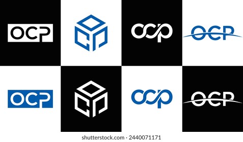 OCP logo. O C P design. White OCP letter. OCP, O C P letter logo design. Initial letter OCP linked circle uppercase monogram logo.