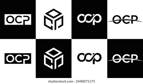 OCP logo. O C P design. White OCP letter. OCP, O C P letter logo design. Initial letter OCP linked circle uppercase monogram logo.