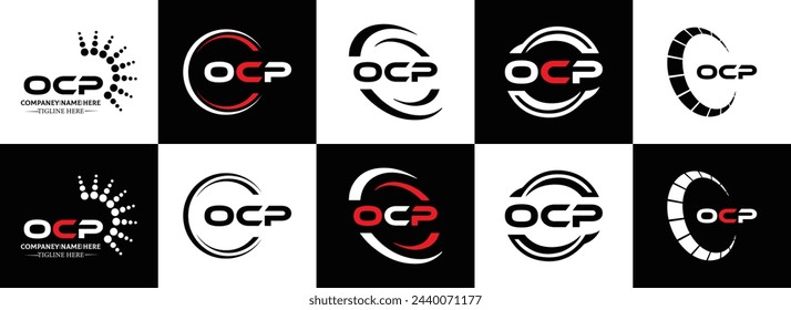 OCP logo. O C P design. White OCP letter. OCP, O C P letter logo design. Initial letter OCP linked circle uppercase monogram logo.