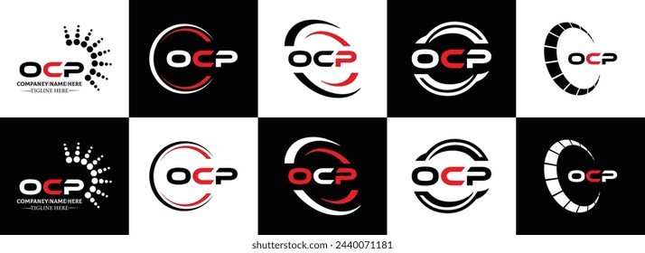 OCP logo. O C P design. White OCP letter. OCP, O C P letter logo design. Initial letter OCP linked circle uppercase monogram logo.