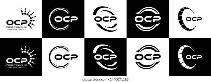 OCP logo. O C P design. White OCP letter. OCP, O C P letter logo design. Initial letter OCP linked circle uppercase monogram logo.