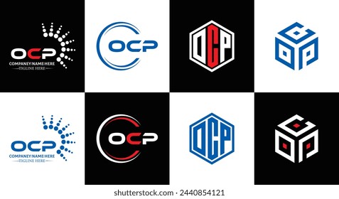 OCP logo. O C P design. White OCP letter. OCP, O C P letter logo design. Initial letter OCP linked circle uppercase monogram logo.