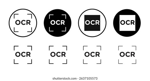 OCR icon Black line art vector logo set