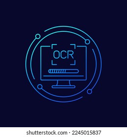 OCR icon, Optical character recognition, linear design