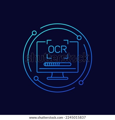OCR icon, Optical character recognition, linear design