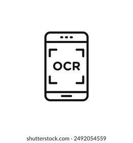 OCR icon outline collection in black and on white background