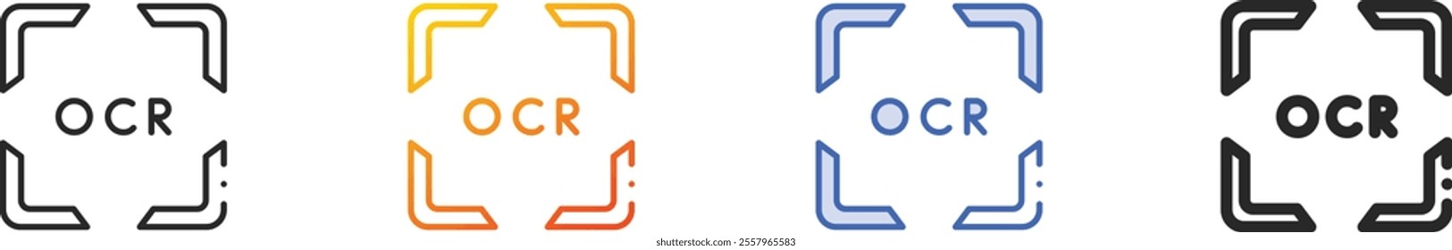ocr icon.Thin Linear, Gradient, Blue Stroke and bold Style Design Isolated On White Background