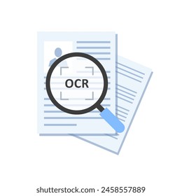 OCR Magnifying Glass Document Scan Banner Vector Illustration