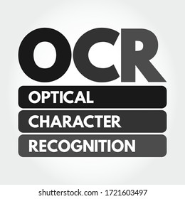 OCR - Optical Character Recognition acronym, technology concept background