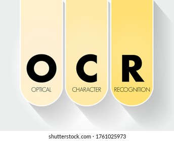 OCR - Optical Character Recognition acronym, technology concept background