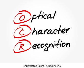 OCR - Optical Character Recognition acronym, technology concept background