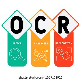 OCR - Optical Character Recognition acronym, business   concept. word lettering typography design illustration with line icons and ornaments.  Internet web site promotion concept vector layout.