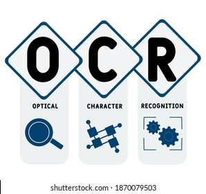 OCR - Optical Character Recognition acronym, business   concept. word lettering typography design illustration with line icons and ornaments.  Internet web site promotion concept vector layout.