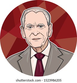 OCT 2019. Vector Portrait Of Prince Philip, Duke Of Edinburgh