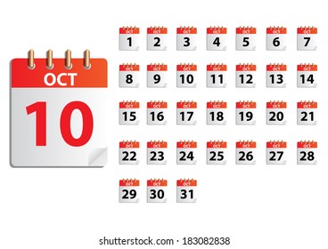 oct Vector months  calender