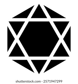 Octagedron icosahedron sacred geometry symbol icon black color vector illustration image flat style