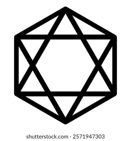 Octagedron icosahedron sacred geometry symbol icon black color vector illustration image flat style