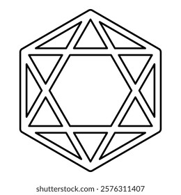 Octagedron icosahedron sacred geometry symbol contour outline line icon black color vector illustration image thin flat style