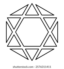 Octagedron icosahedron sacred geometry symbol contour outline line icon black color vector illustration image thin flat style