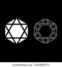 Octagedron icosahedron sacred geometry symbol set icon white color vector illustration image solid fill outline contour line thin flat style