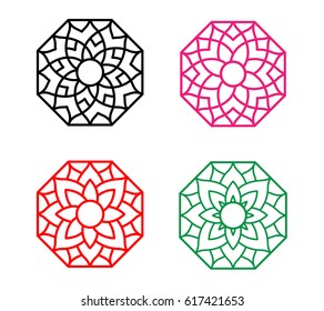 Octagon Chinese Window With Flower Pattern