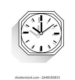 Octagon clock icon. Time display graphic. Unique shape watch. Modern design Vector.