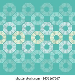 Octagon. Ethnic boho seamless pattern. Lace. Embroidery on fabric. Patchwork texture. Weaving. Traditional ornament. Tribal pattern. Folk motif. Can be used for wallpaper, textile, wrapping, web.