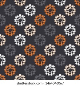 Octagon. Ethnic boho seamless pattern. Lace. Embroidery on fabric. Patchwork texture. Weaving. Traditional ornament. Tribal pattern. Folk motif. Can be used for wallpaper, textile, wrapping, web.