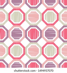 Octagon. Ethnic boho seamless pattern. Lace. Embroidery on fabric. Patchwork texture. Weaving. Traditional ornament. Tribal pattern. Folk motif. Can be used for wallpaper, textile, wrapping, web.