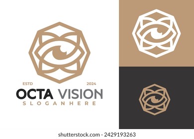 Octagon Eye Vision Logo design vector symbol icon illustration