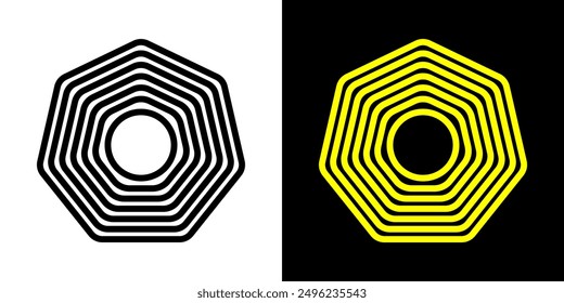 Octagon figure geometric lines. Heptagon geometric symbol. Editable stroke.