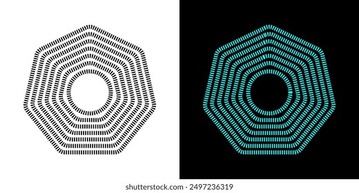 Octagon figure geometric lines. Heptagon geometric symbol. Editable stroke.
