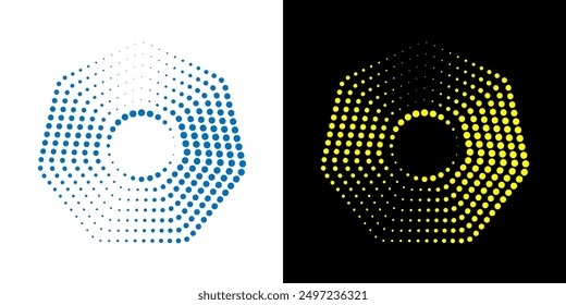 Octagon figure geometric lines. Heptagon geometric symbol. Editable stroke.