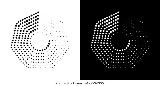 Octagon figure geometric lines. Heptagon geometric symbol. Editable stroke.