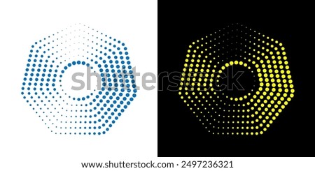 Octagon figure geometric lines. Heptagon geometric symbol. Editable stroke.