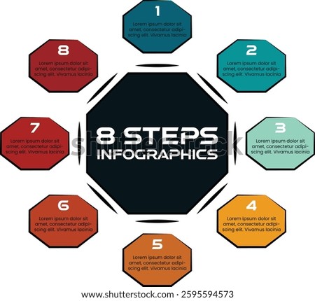 Octagon Flow Chart: 8 Steps Infographic Template - Modern Business Diagram